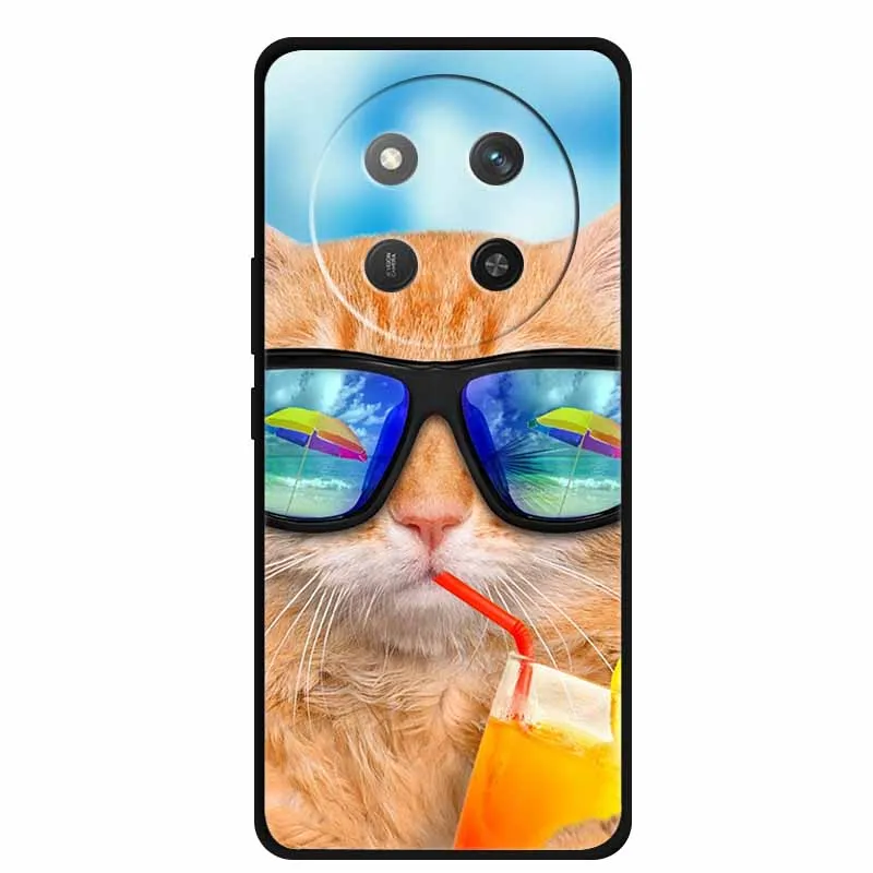 Cartoon Painted Soft Black Silicone Back Cover