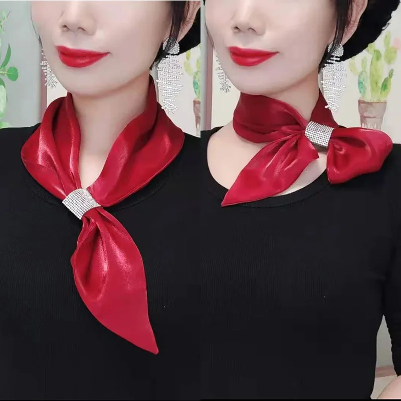

Versatile Summer Thin Silk Scarf Simulated Silk Ribbon Hair Band Scarf for Day Holiday Birthday Gift