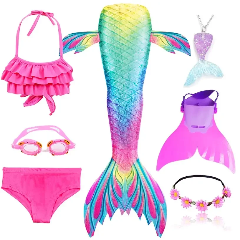 Girls Mermaid Costume Cosplay Swimsuit Bikini Set Swimming Tail For Kids can Add Monofin cosplay costume mermaid costume
