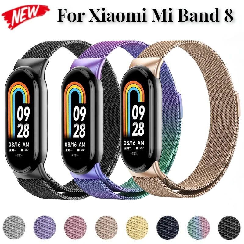 

Milanese Loop Strap for Xiaomi Mi Band 8 Correa Miband 8 NFC Bracelet Metal Magnetic Belt for Mi Band 8 Wristband Accessories