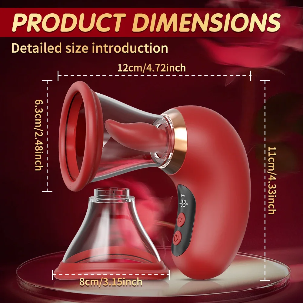Tongue Licking Vacuum Sucking Vibrator Women Clit Sucker Nipples Breast Massager Removable Cup Female Masturbation Sex Toy