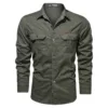 2023 Cargo Shirt Men Casual Cotton Shirts Militar Overshirt Blue / Green / Khaki Plus Size 4XL Spring Autumn Long Sleeve Shirt 1
