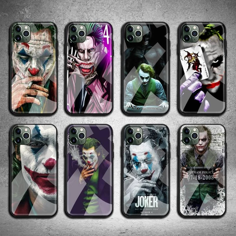 Funny Joker Phone Case Tempered Glass For iPhone 13 12 11 Pro Mini XR XS MAX 8 X 7 6S 6 Plus SE 2020 cover iphone 12 mini  case