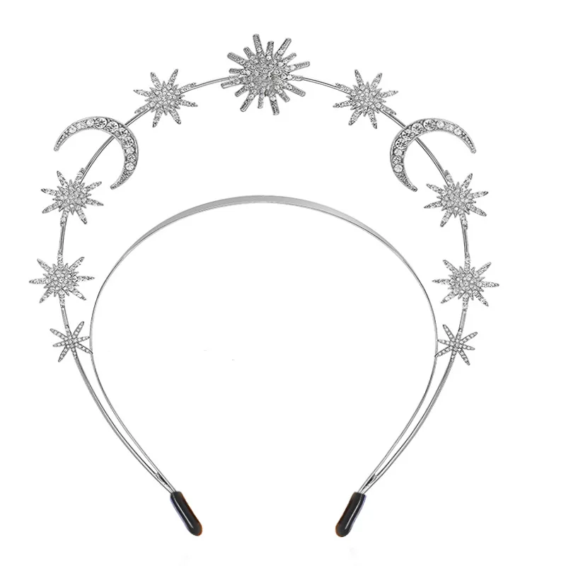 Fashion Metal Moon And Stars Handmade DIY Design Hairband Hair Accessory Hair Headdress Jewelry Accessories Bridal Headwear Hair Band Crown Bridal Crown Wedding Headdress Jewelry