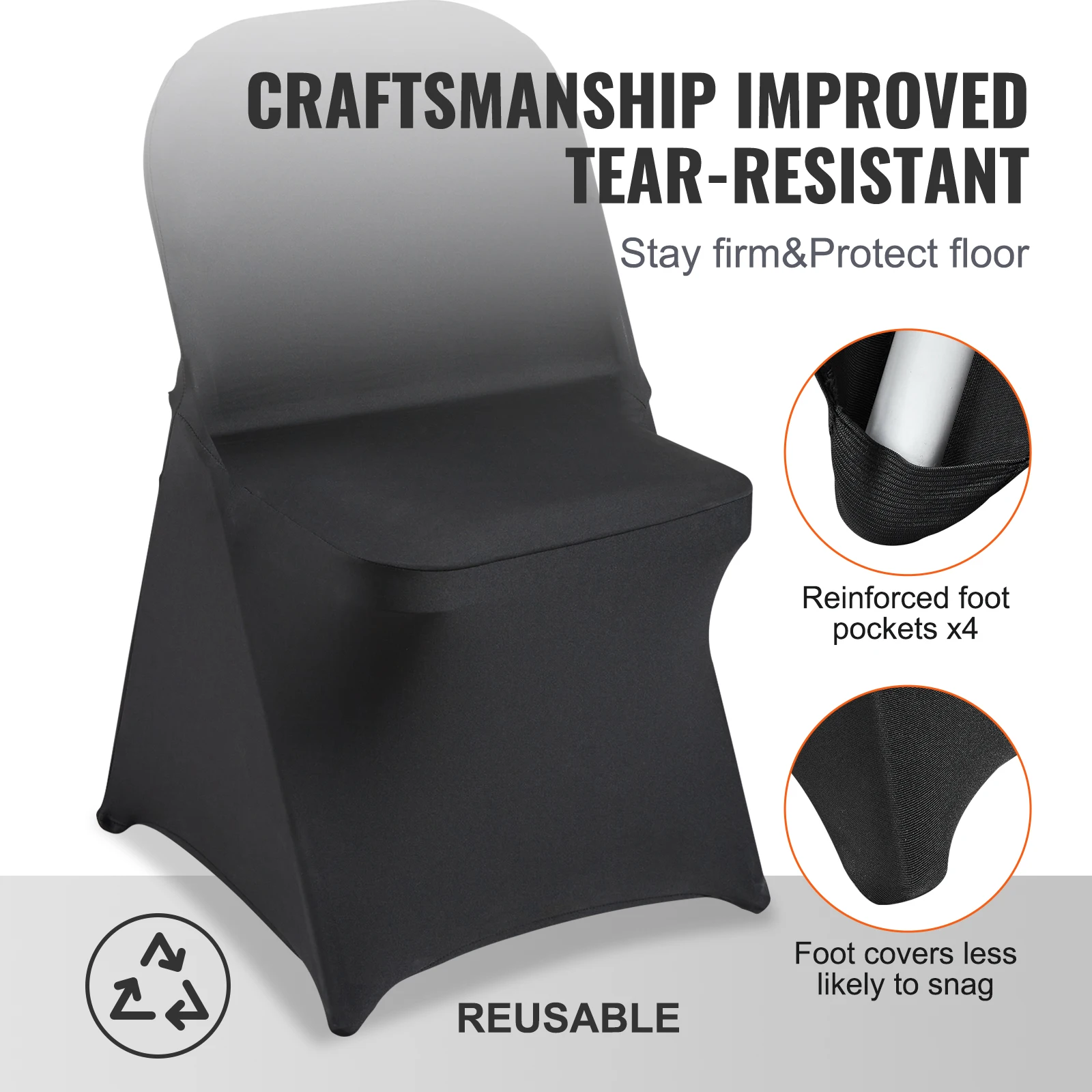 Stretch Spandex Folding Chair Covers Universal Fitted Chair Cover Removable Washable Protective Slipcovers VEVOR 30/50/100pcs wedding chair cover