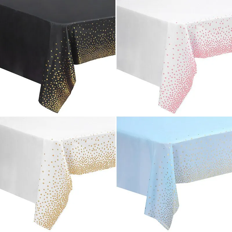 Party disposable tableware Disposable Tablecloth For Party Wedding Happy Birthday Fashion Gold Plastic 137*274cm