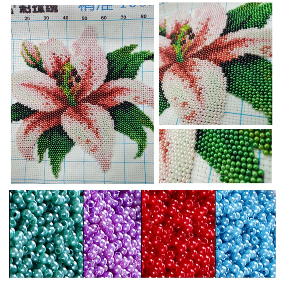 Full Embroidery Beads Printed 9CT Flower Cross Stitch Kit Home Art Decor
