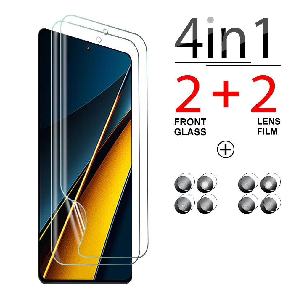 

4in1 HD hydrogel film For Xiaomi Poco X6 Pro Camera Lens Protective Glass pocophone X6pro protective Film X 6pro 6.67 inches