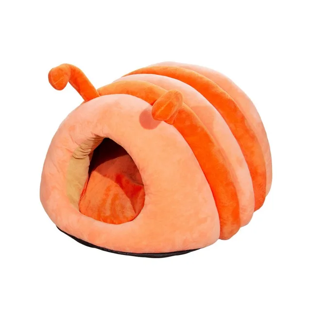 Cute Pet Nest Warm Soft Plush Cat Bed Cartoon Caterpillar Warm Thick Dog House Cat House Foldable Washable Pet Supplies Cat Tent 5