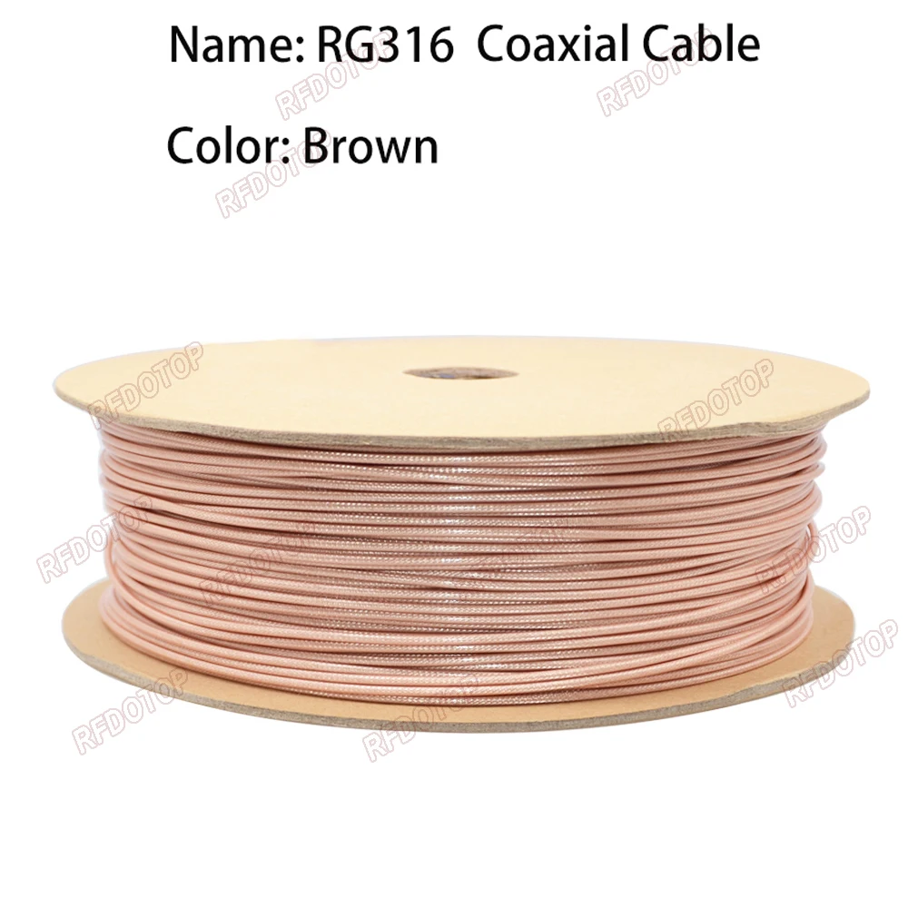 1M ~ 500M สีน้ําตาล RG316 COAX CABLE 50 OHM LOW Loss สําหรับ CRIMP Connector Fast Shipping คุณภาพสูง 1