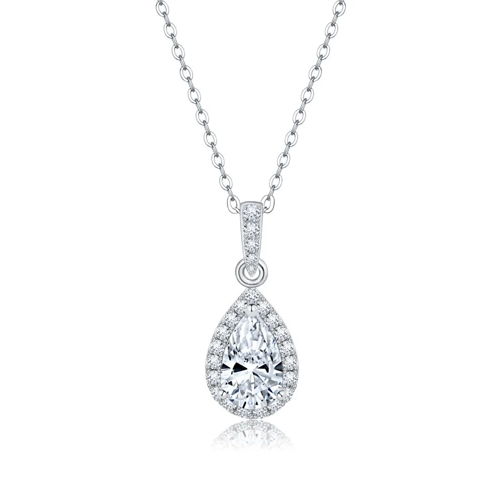 

Real Moissanite Necklace for Women 925 Sterling Silver Chain Gemstone Pear Cut D Color VVS1 Lab Diamond Vintage Pendant Jewelry