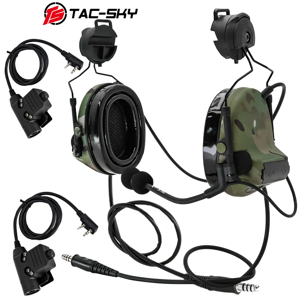 TAC-SKY Dual Communication COMTAC II Tactical Helmet ARC Track Adapter Bracket Version Noise Cancelling Pickup Shooting Headset