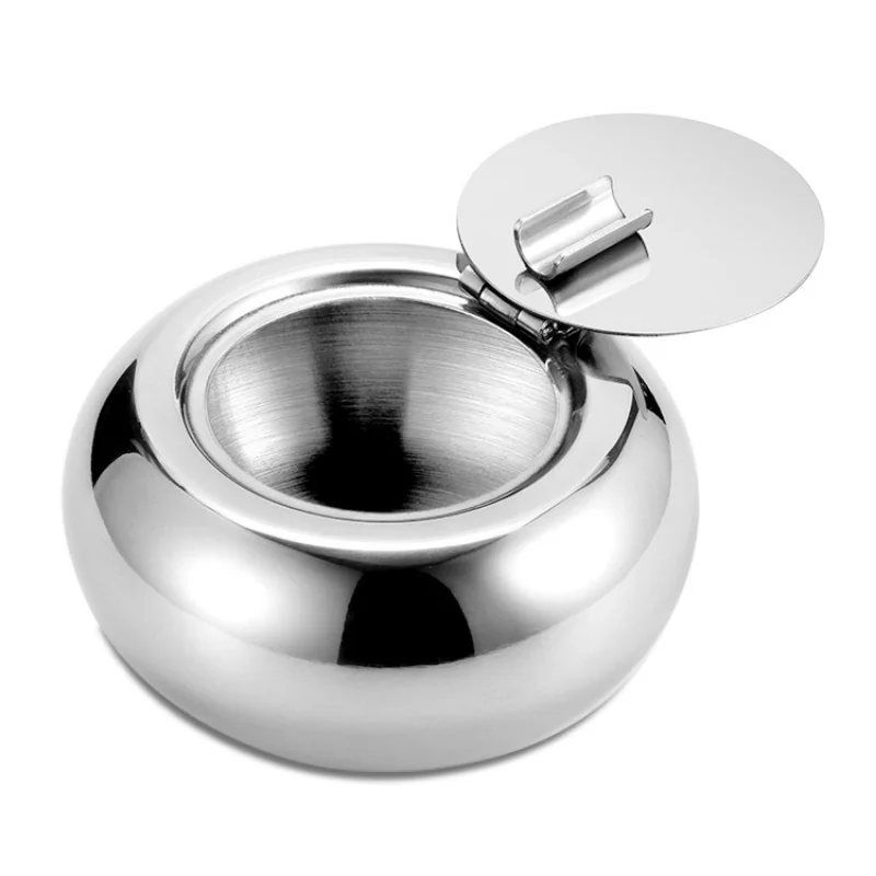 Stainless Steel Ashtray Lid Detachable Outdoor Cigarettes Tray Holder Home Bedroom Office Tabletop Decoration Gift Acc stainless steel ashtray metal ashtray