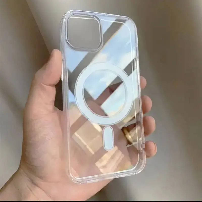 Transparent Wireless Charging Phone Case for iPhone 15 pro max TPU Magnetic Suction Cell for iPhone 12 Mini 13 14 X Xs XR Case phone case iphone case magnetic wireless charging case phone protector cover magnetic case magsafe case