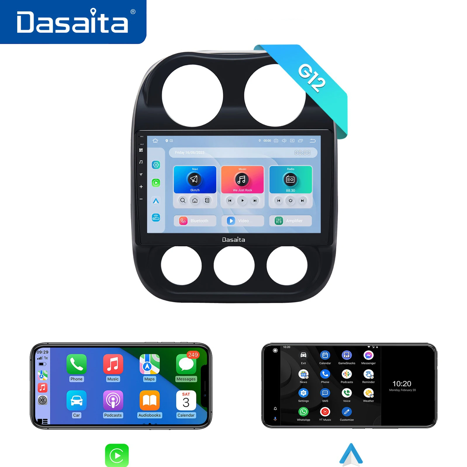 

Dasaita for Jeep Patriot Compass 2009 2010 2011 2012 2013 2014 2015 2016 Qualcomm 665 10.2" Screen Carplay Android Auto Radio