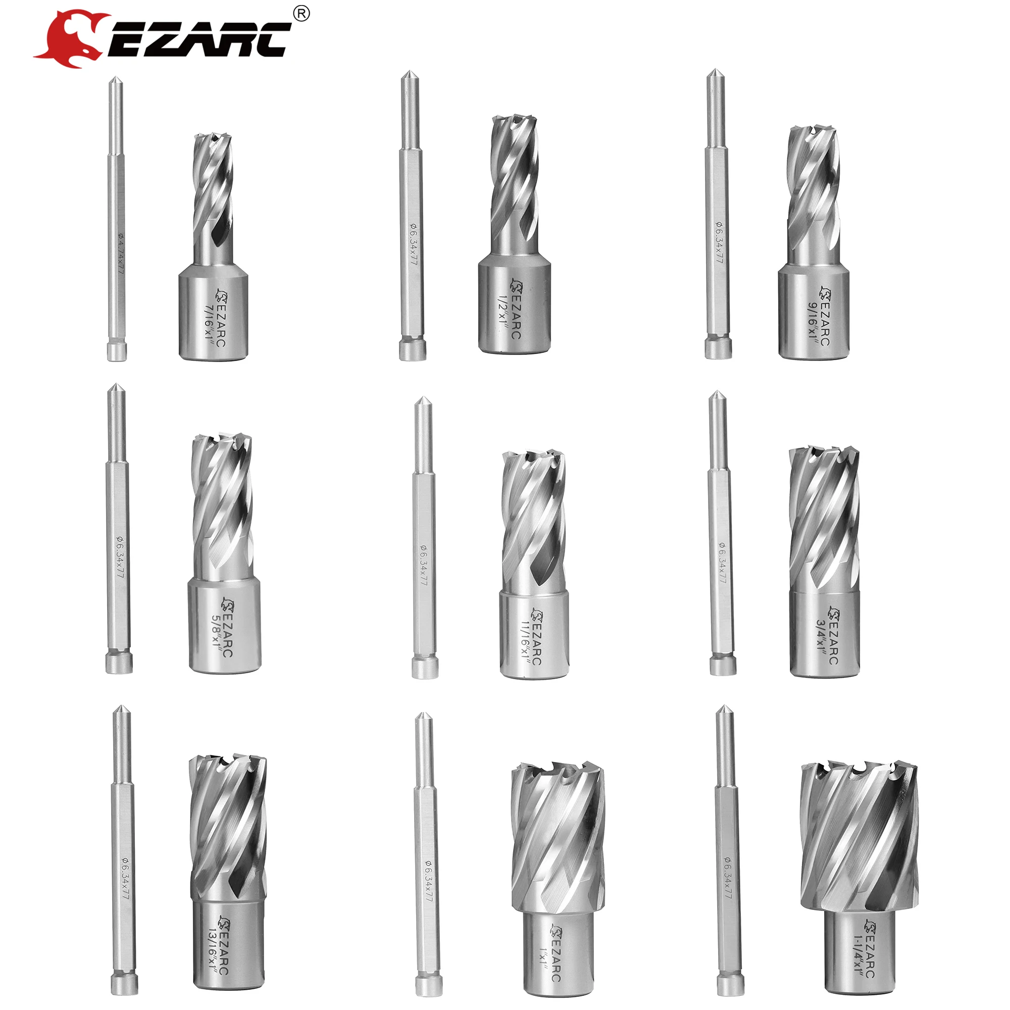 

EZARC HSS Annular Cutter, 1-Inch Cutting Depth for Metal Stainless Steel Drilling Fits Magnetic Drill Press Include Pilot Pin