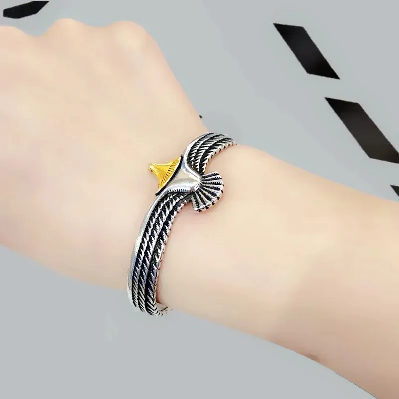 Bangle Bracelet Creative Vintage Eagle Bangle Bracelet Domineering Eagle Feather Open Adjustable Bangles Bracelets Accessories for Men Women