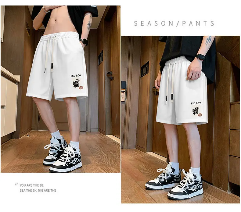 2026 Sommer Herren Casual Baumwollshorts Jugend Streetwear Locker Sitzende Knielange Hose mit Kordelzug Outdoor Elastischer Bund Jogger – Detail 9