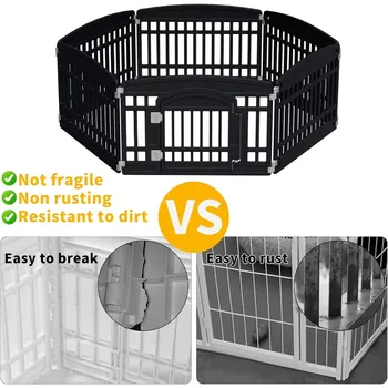 Pet Playpen Foldable Gate for Dogs Heavy Plastic Puppy Exercise Pen Indoor Outdoor Small Pets Fence Puppies Folding Cage 6 Panel 2