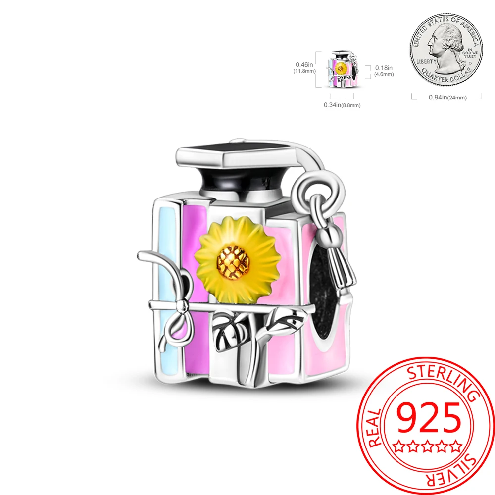 

Забавные карманные бусины, Серебряный счастливый Выпускной флакон для духов, нитка подходит для браслета Pandora, сувенирный подарок с отправкой