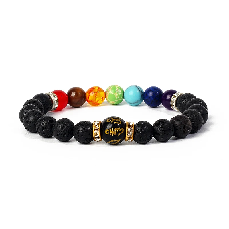 7 Chakra Diffuser Bracelets Men Women Natural Lava Stone Crystal Healing Anxiety Jewelry Mandala Yoga Meditation Bracelet Gift