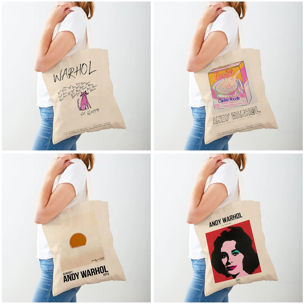 Andy Warhol Space Moonwalk Banana Candy Tote Handbag Fashion Casual Retro Lady Shopping Bag Both Sided shopping bag,tote bags,storage bags