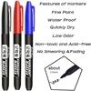 Permanent Marker Pen Drawing Markers Black Blue Red Waterproof Ink Sketch Pens Stationery Art School Supplies For Glass Metal 2