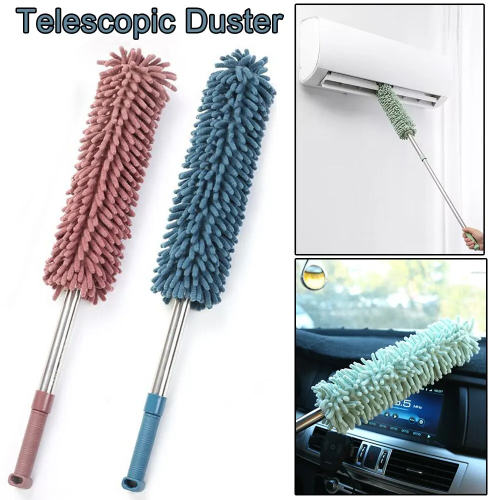 Telescoping Microfiber Duster with Stainless Steel Extension Pole Cleaner Household Dust Clean Remover For Ceiling Fan Lamps