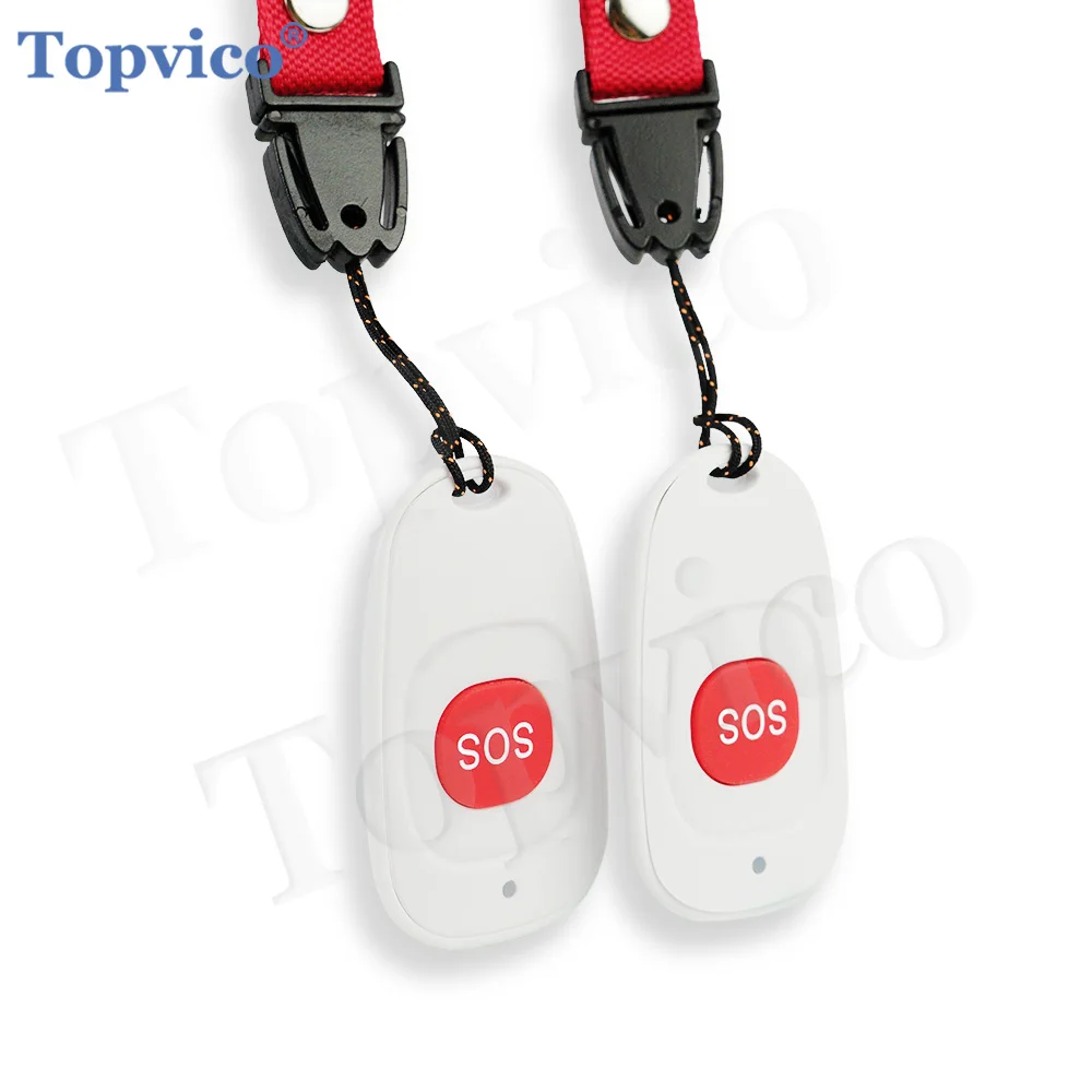Medical Alert Button Topvico Smart Wireless Caregiver Pager Call Button RF433 Nurse Calling Alert System Elderly Patient Seniors Disabled Kids