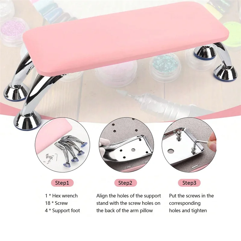 BQAN OEM Nail Art PU Leather Nail Gloves Armrest Art Armrest Mat Hand Pillow with Stainless Steel Bracket