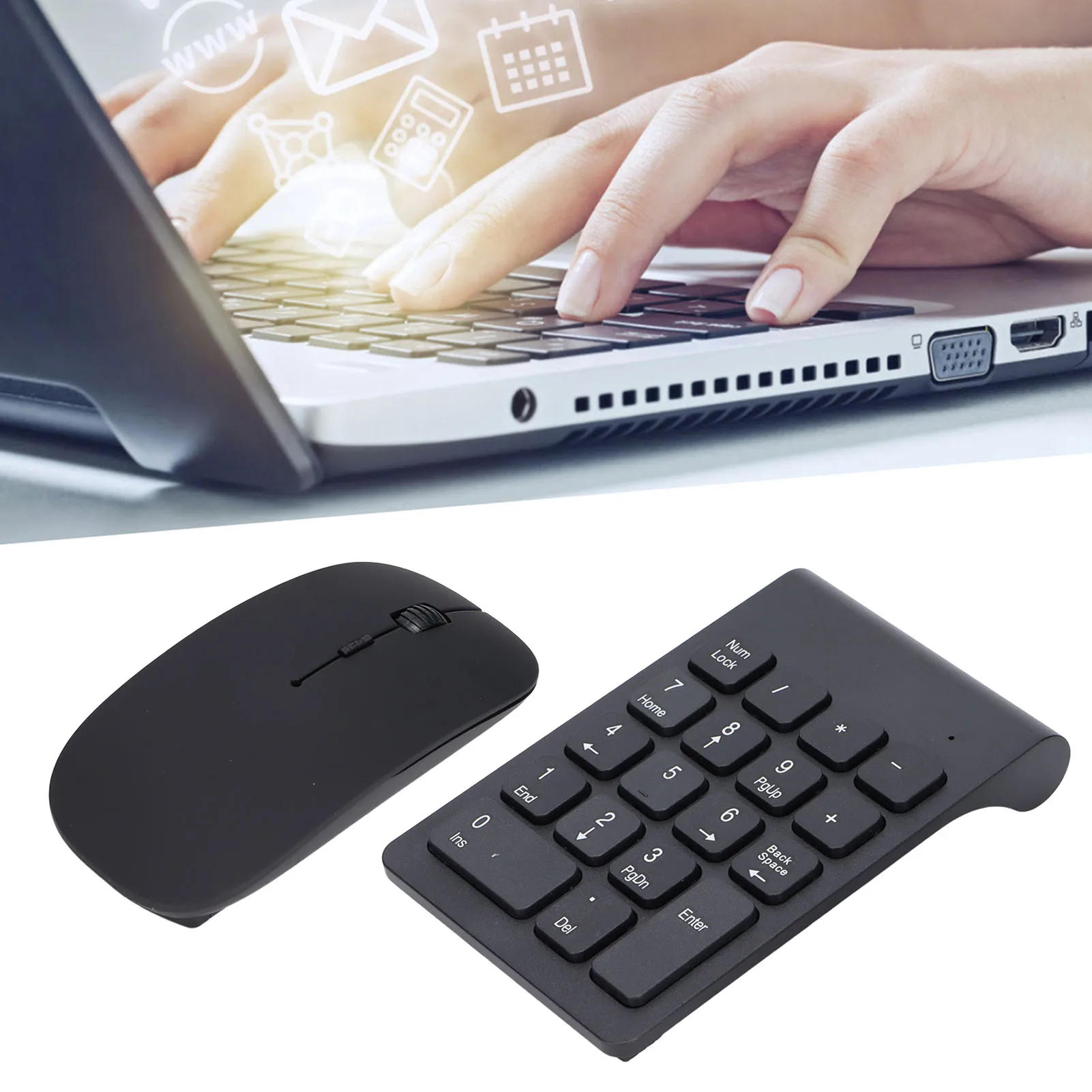 18 Key Usb Keypad Wide Compatibility Number Pad Mouse Combo Portable Size 2.4GHz Wireless Office Home For Travel_voghion.com