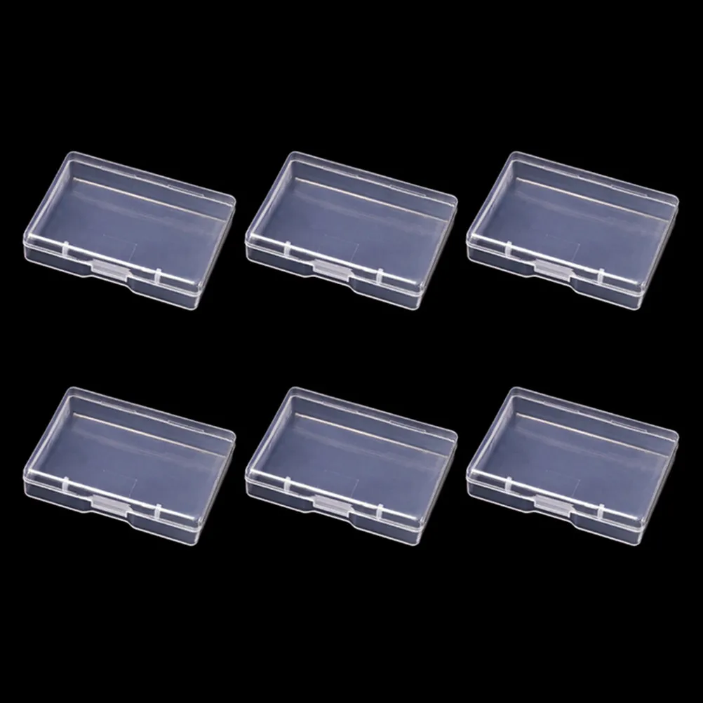 6Pcs 플라스틱 보관 상자 작은 직사각형 투명 주최자 케이스 공예 보석 구슬 동전을위한 미니 보관 용기