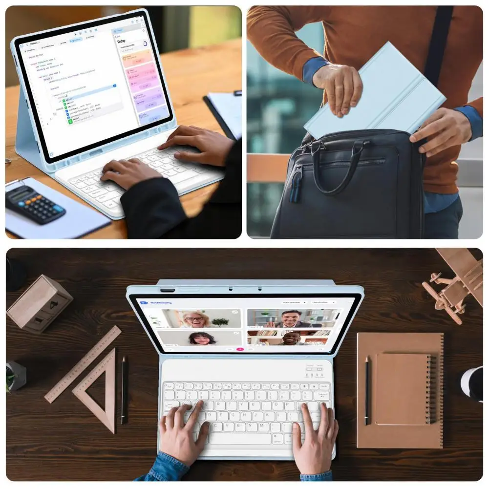 

Клавиатура для ноутбука и планшета, цветная беспроводная клавиатура, защитный чехол для Galaxy Tab S9/s9 Plus, 12,4 дюйма, Совместимость с Bluetooth