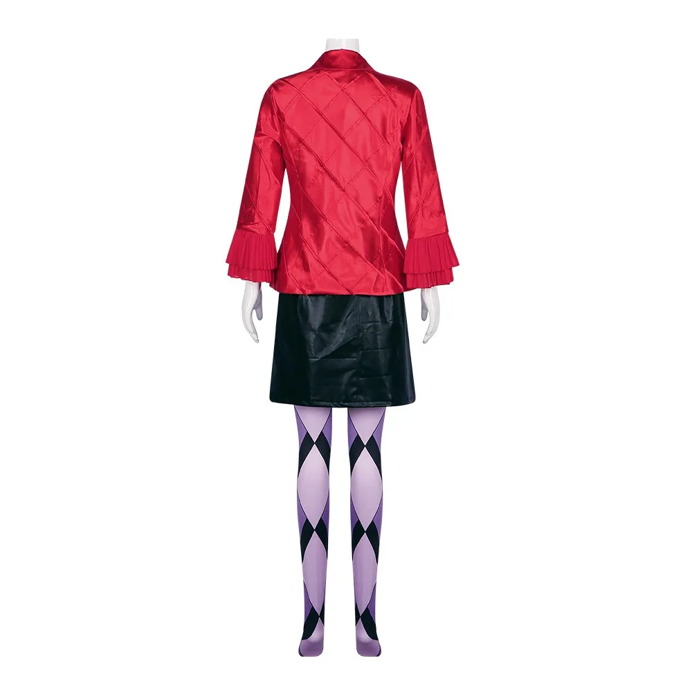 Movie Clown 2 The Clown's Girl Cosplay Costume Red Coat Skirt Full Set Lady Harleen Quinzel Role Play Uniform Suit Halloween