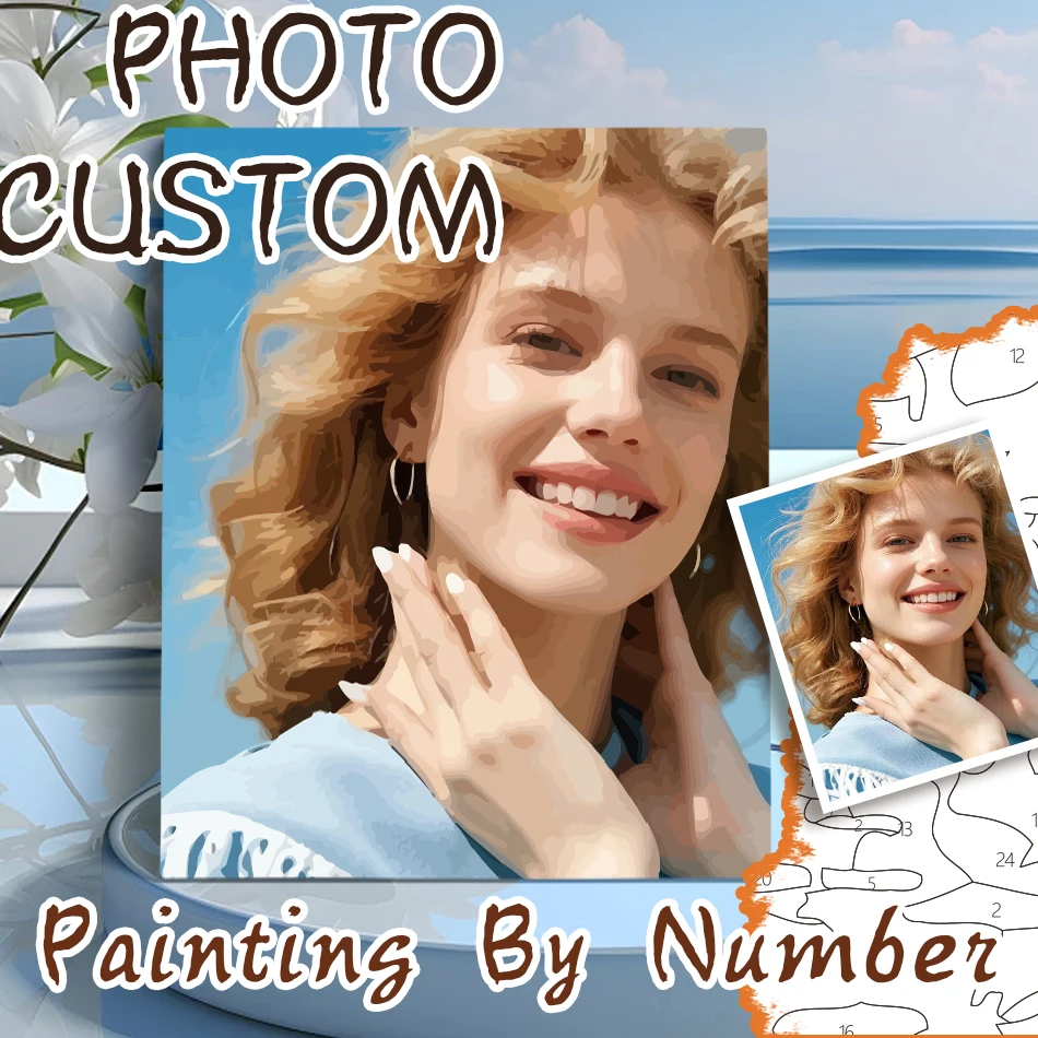 GATYZTORY Customizable Paint by Numbers Kit DIY Oil Painting Portrait Personalized with Your Photo Ideal for Family And Children