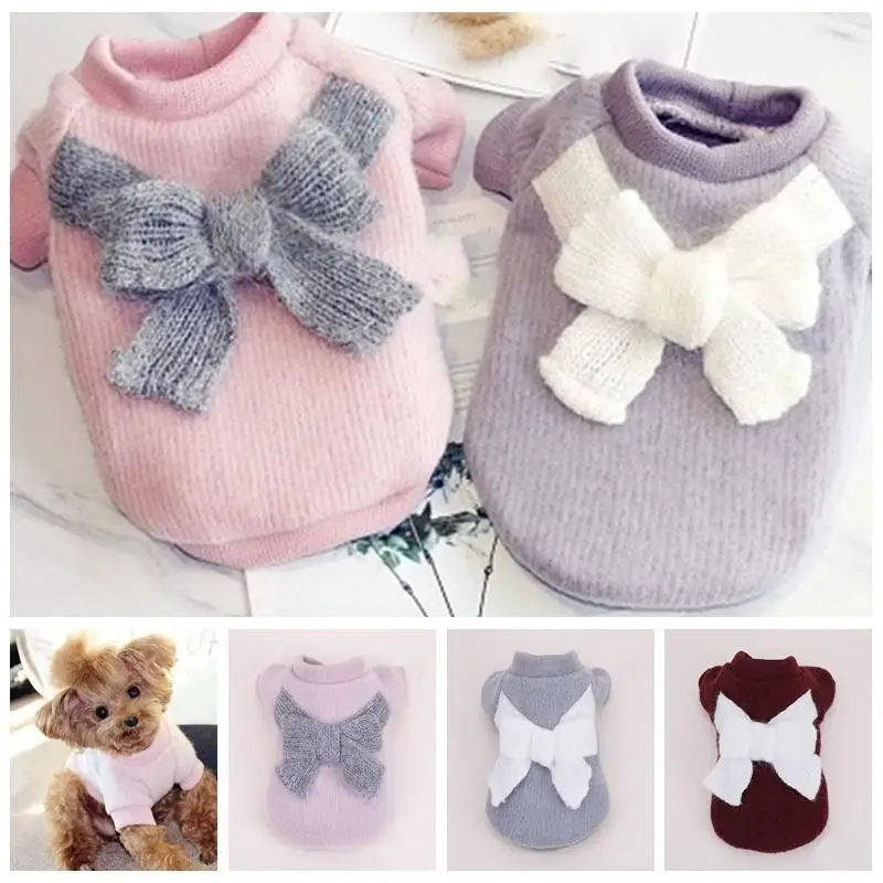 

Princess Bows Dog Sweater Winter Woolen Sweater Knitwear Dogs Jacket Coat Puppy Cat Waistcoat