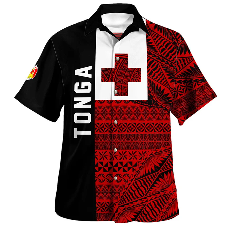 3D Printing The Kingdom Of Tonga National Flag Shirts Men Emblem Coat Arm Graphic Short Harajuku Clothing