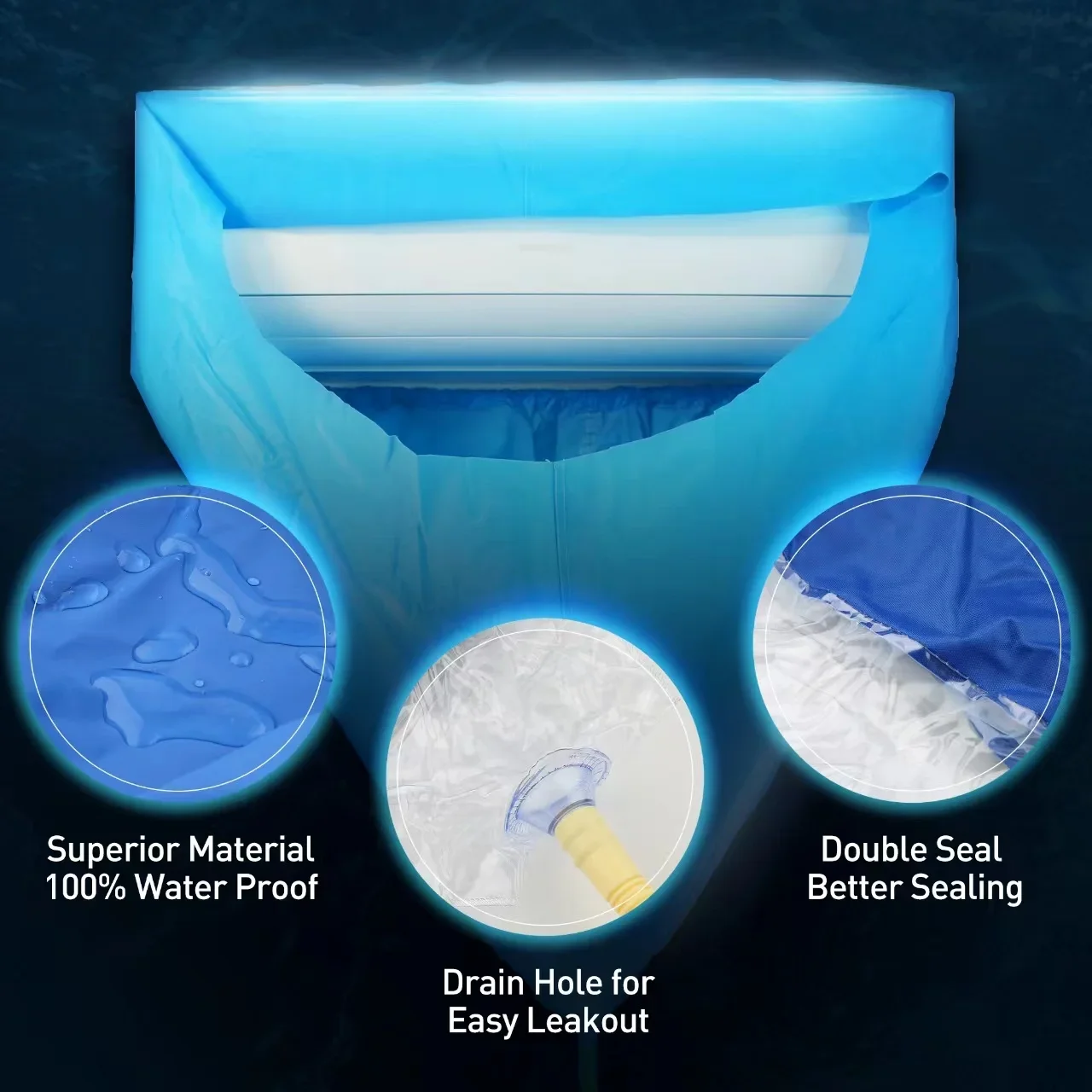 Description Picture 4 of itemLarge 95/130cm Air Conditioner Cleaning Cover Kit Double Thickening Wash Mounted Protective Dust Cleaner Water Bag Support Plate