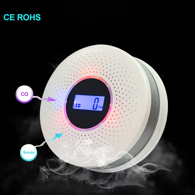 2 In 1 Rilevatore Di Monossido Di Carbonio Fumo Allarmi Antincendio Display Lcd Led Flash Alert Co Rilevatore Di Perdite Di Fumo Avviso Di Allarme