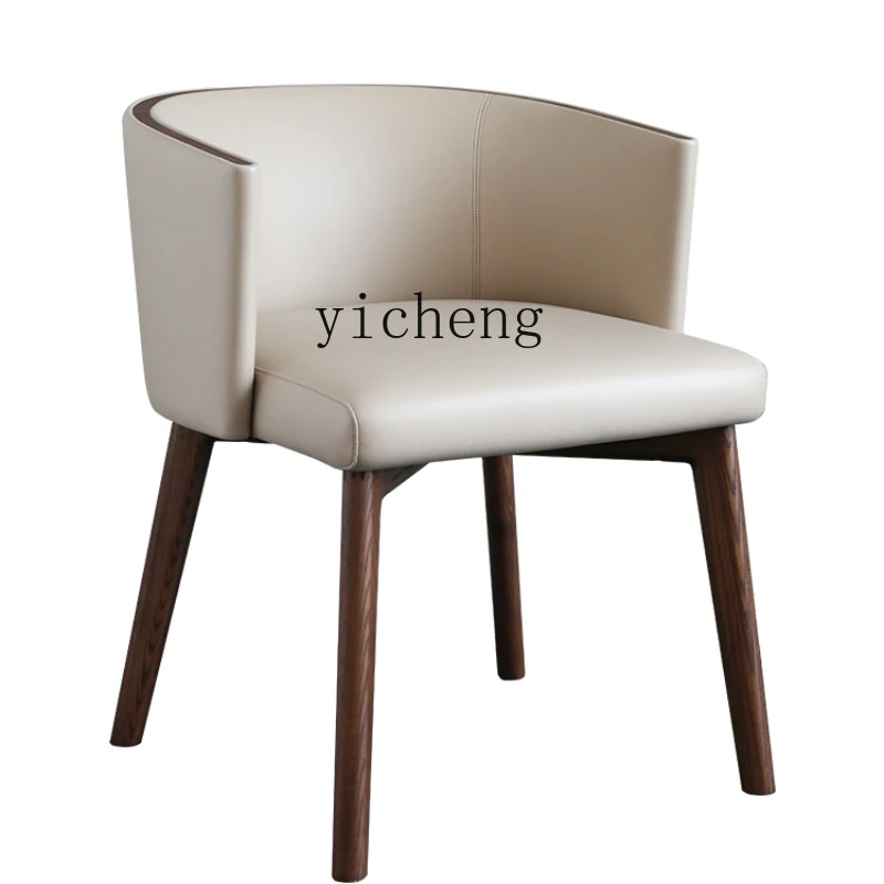 

ZK Solid Wood Cosmetic Chair Genuine Leather Commercial Conference Chair High-End Home Living Room Desk Chair