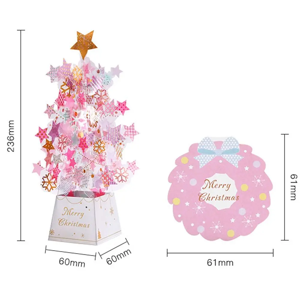 Foldable Christmas Crystal Greeting Card Paper Handmade 3D Gift Card Wishing Elegant Message Merry Christmas Decorations