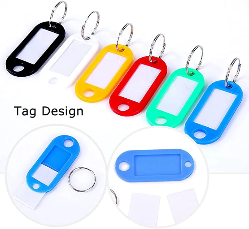 50/10Pcs Plastic Keychain Key Tags Id Label Name Tags With Split Ring For Baggage Key Chains Key Rings
