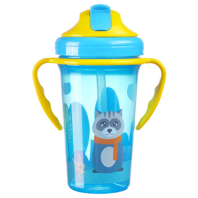 Baby Feeding Cup with Straw BPA Free Portable Feeding Bottle Leak Proof with Handle Kids Training Baby Sippy Copos