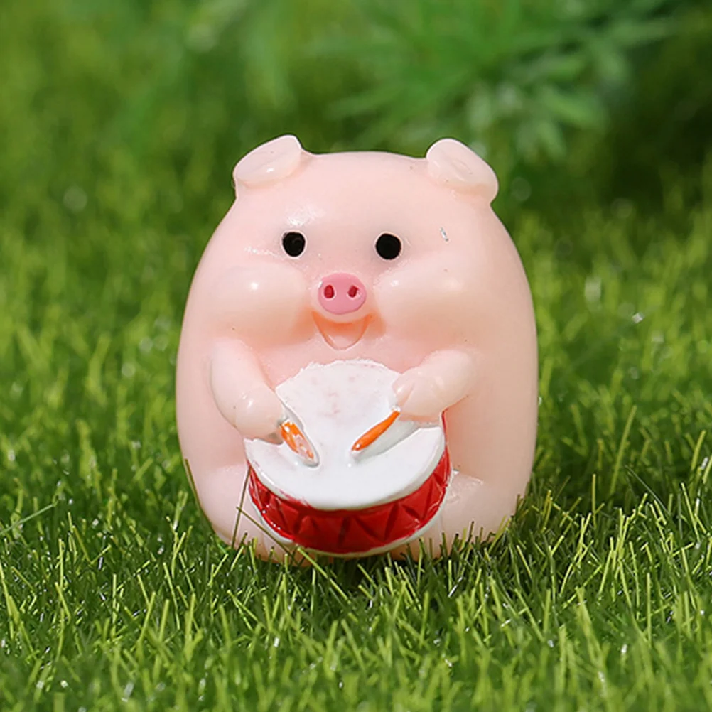 

12 Pcs Micro Landscape Ornament Piggy Danimals Mini Resin Statue Miniature Figure Figurines Garden Tiny