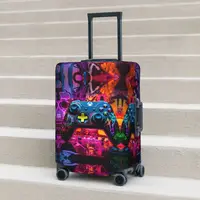 Gamer Controller Pattern Suitcase Cover Abstract Neon Art Business Vacation Elastic Luggage Case Protector 1