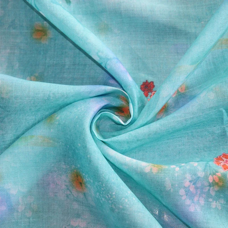 Ramie Plant Flower Printed Clothing Fabric Dress Shirt Sewing Fabric Spring and Summer Fashion Materials