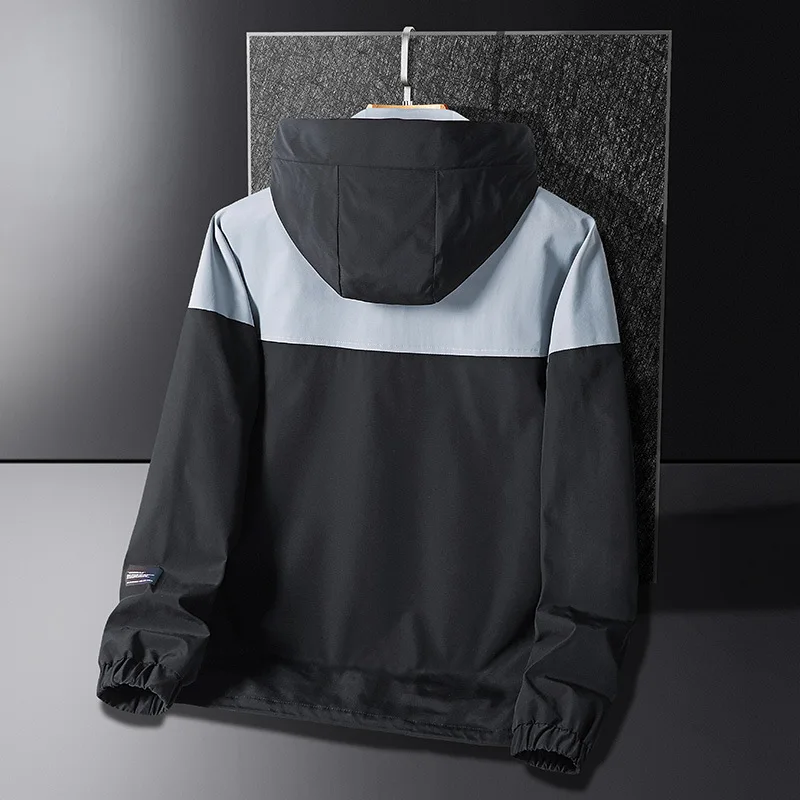 [Large size]Autumn And Winter Brown Side Slit Pocket Hooded Youth Zip Looser Casual Jacket