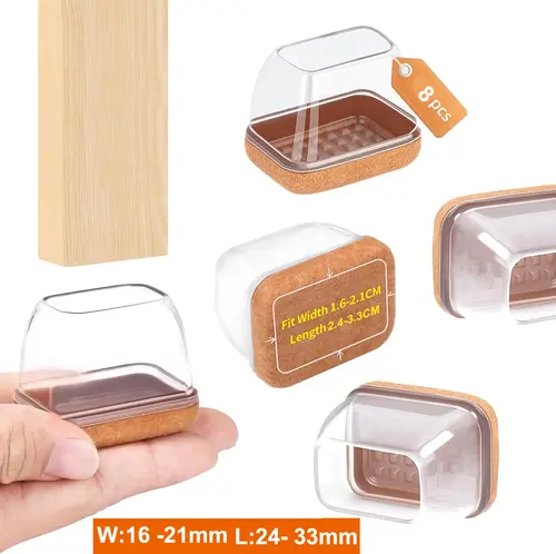 8pcs Rectangular Chair Foot Cover Diagonal Leg Floor Protectors  Silicone Furniture Table Feet Protect for Chair Table No Noise - Image 8