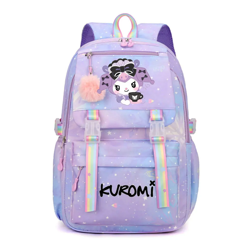

Милые школьные ранцы Kuromi Cospaly с градиентными цветами для женщин и девочек, вместительные рюкзаки для ноутбука, повседневные дорожные ранцы