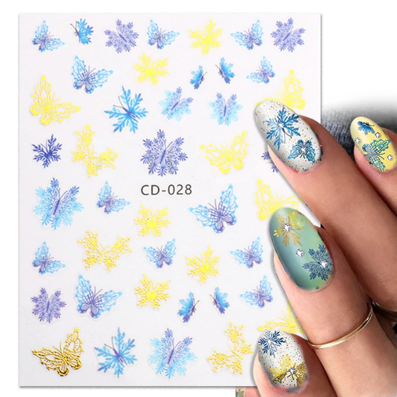 Christmas Nail Art Stickers 3D Snowflake Geometry Letter Animal Elk Mountain Winter Xmas Design Manicure WaterSlider Decoration nail stickers,nail art decoration,nail decals